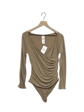 Wolford The Gathered Cache-Coeur Bodysuit Size L Large Brown